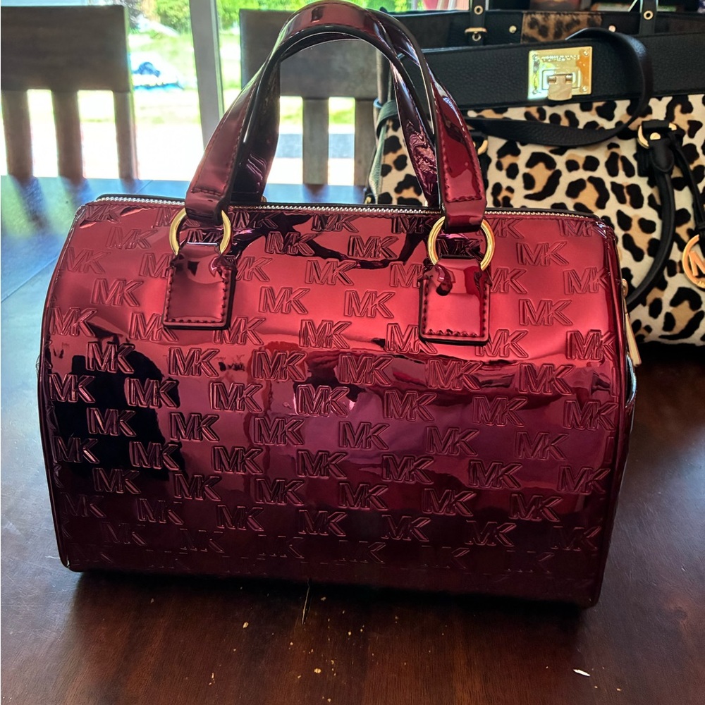 Michael Kors Glossy Burgundy Satchel